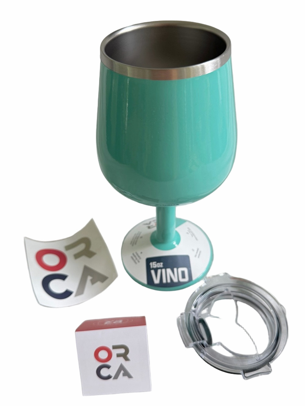 ORCA Vino Seafoam 15oz Insulated Stainless Steel Wine Cup Lid Dishwasher NEW